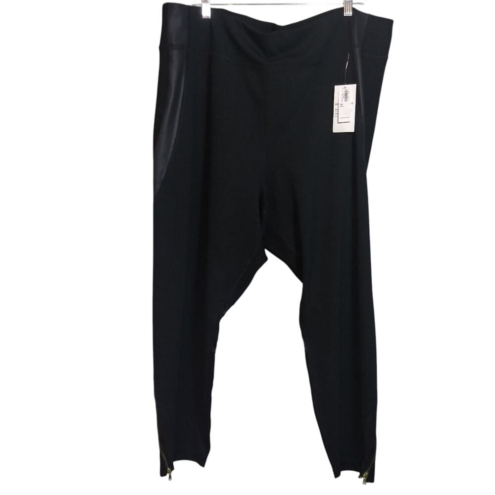 Old Navy High Waisted 7/8 Ankle Leggings Faux Leather Side Stripe Black Size 3X